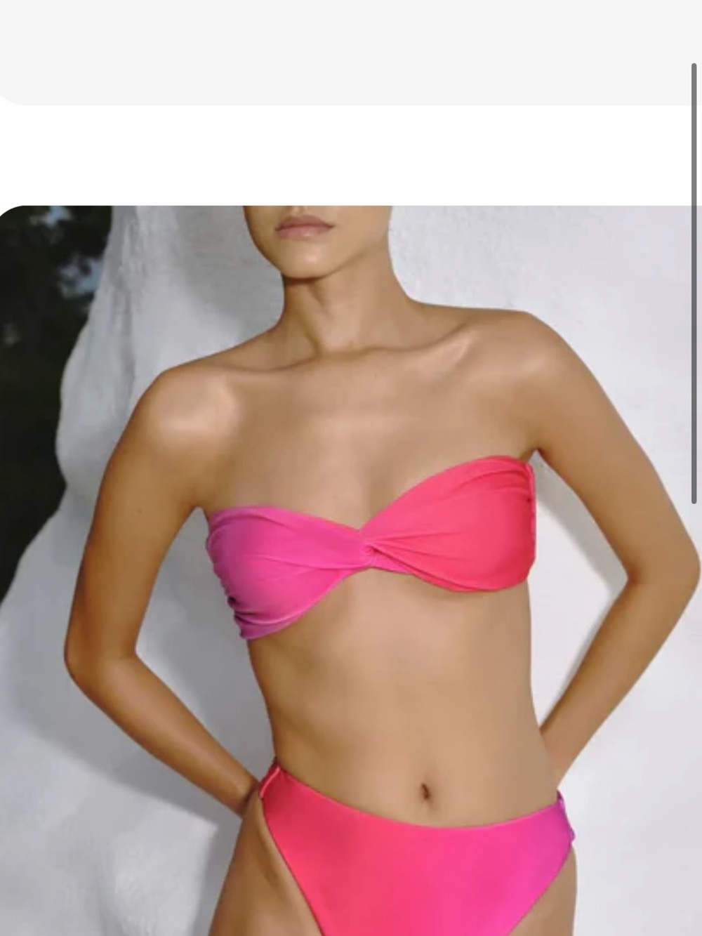 Baobab Collection Two-Tone Hot Pink Strapless Twist Bikini